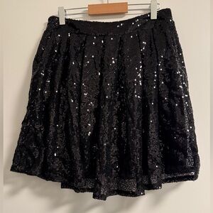 Amazon Black Sequin Skater Skirt